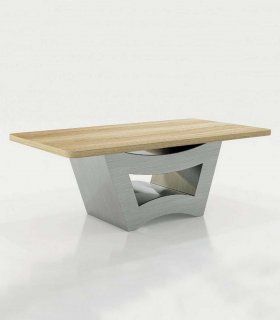 Mesa de centro de diseño Azkary MCII.32, roble 904 y metalizado 040