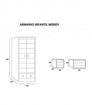 Armario infantil Wendy, medidas