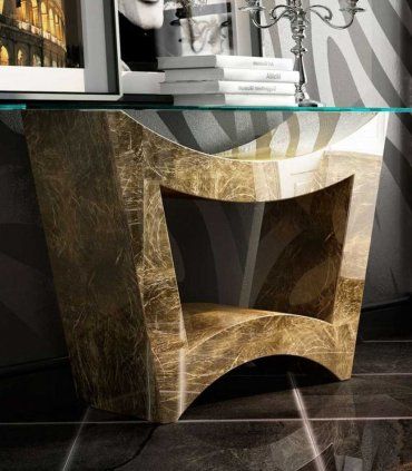 Consola de diseño moderno con cristal Azkary C11, detalle
