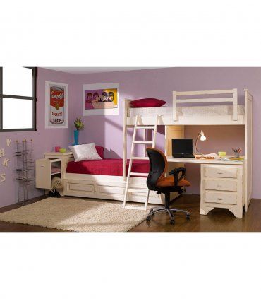Dormitorio rústico juvenil con litera Lerada