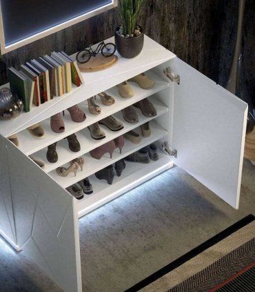 Zapatero moderno con luz led Azkary ZII.10, abierto