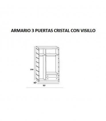 Armario infantil Babet 3 puertas, medidas