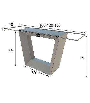 Consola de diseño con cristal Azkary C26, medidas