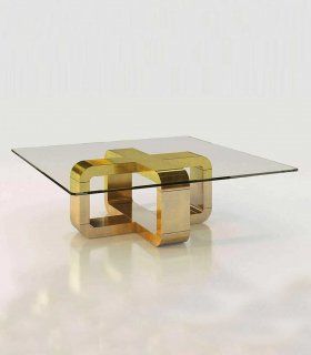 Mesa de centro de diseño Azkary MCII.19, laminado 004 (pan de oro)