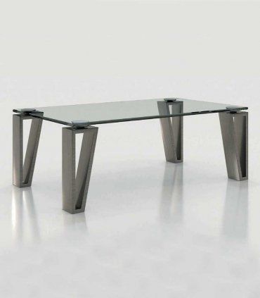 Mesa de centro con cristal Azkary MCII.08, metalizado 040