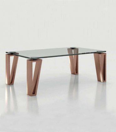 Mesa de centro con cristal Azkary MCII.08, metalizado 043