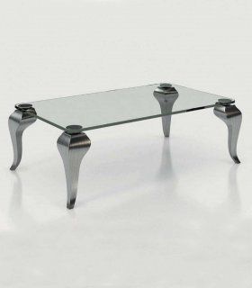 Mesa de centro rectangular con cristal Azkary MCII.27, metalizado 040