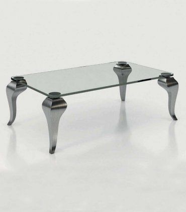 Mesa de centro rectangular con cristal Azkary MCII.27, metalizado 040