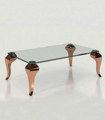 Mesa de centro rectangular con cristal Azkary MCII.27, metalizado 043