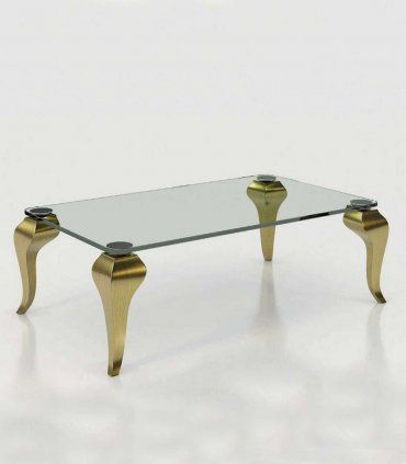 Mesa de centro rectangular con cristal Azkary MCII.27, metalizado 041