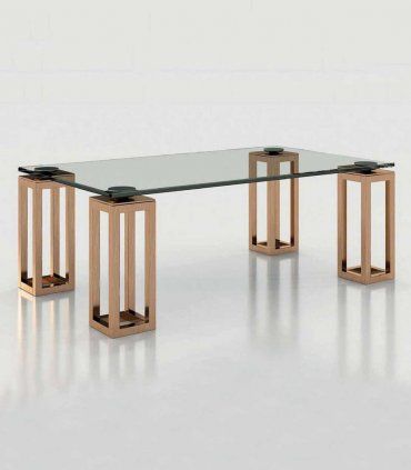 Mesa de centro con cristal Azkary MCII.07, metalizado 043