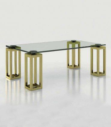 Mesa de centro con cristal Azkary MCII.07, metalizado 041