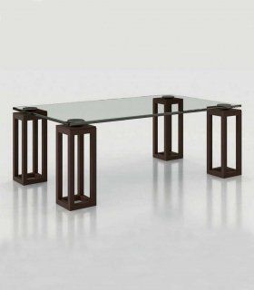 Mesa de centro con cristal Azkary MCII.07, metalizado 042
