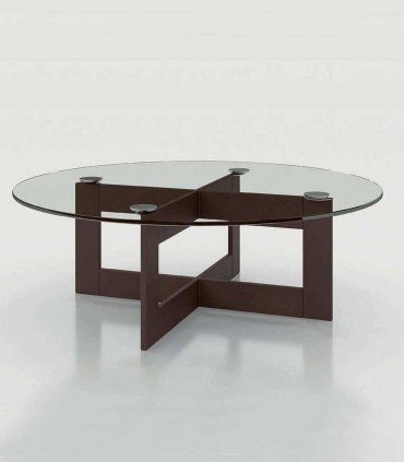 Mesa de centro redonda con cristal Azkary MCII.16, metalizado 042