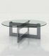 Mesa de centro redonda con cristal Azkary MCII.16,metalizado 040