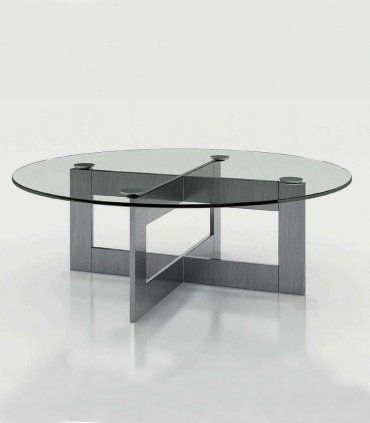 Mesa de centro redonda con cristal Azkary MCII.16,metalizado 040