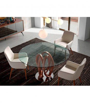 Mesa de comedor moderna en cristal Leber