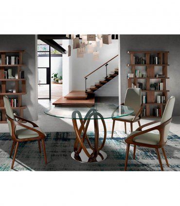 Mesa de comedor moderna en cristal Leber