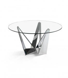 Mesa de comedor redonda de cristal Bucali