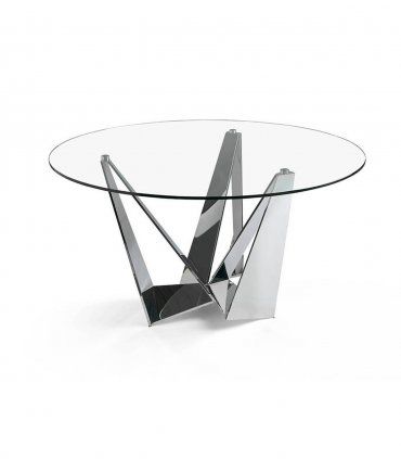 Mesa de comedor redonda de cristal Bucali