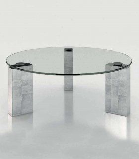 Mesa de centro redonda con cristal Azkary MCII.30, laminado 210