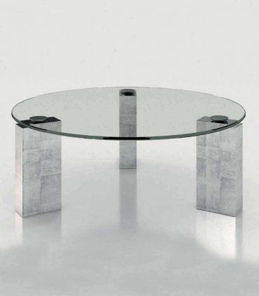 Mesa de centro redonda con cristal Azkary MCII.30, laminado 210