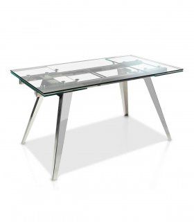 Mesa de comedor de acero y cristal Merava