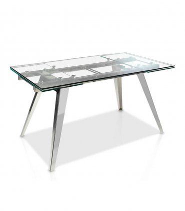 Mesa de comedor de acero y cristal Merava