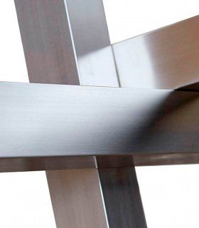 Mesa de comedor de acero y cristal Aniare