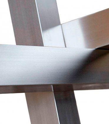 Mesa de comedor de acero y cristal Aniare