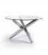 Mesa de comedor de acero y cristal Aniare