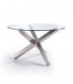 Mesa de comedor de acero y cristal Aniare