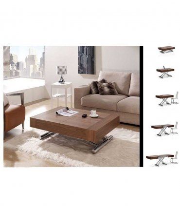 Mesa de centro elevable y extensible nogal Ceres, opciones