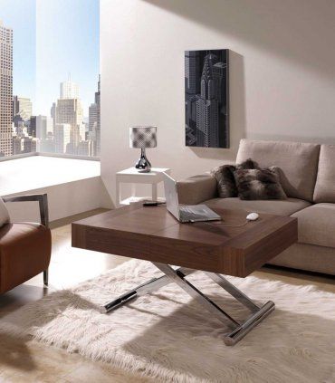 Mesa de centro elevable y extensible nogal Ceres
