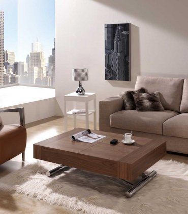 Mesa de centro elevable y extensible nogal Ceres