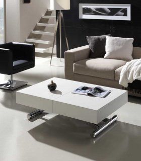 Mesa de centro elevable y extensible laca blanca Ceres