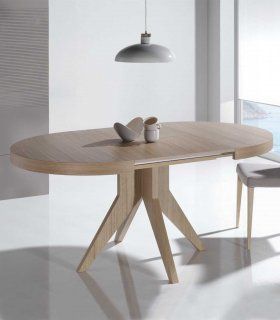 Mesa de comedor redonda ampliable Ubare, abierta