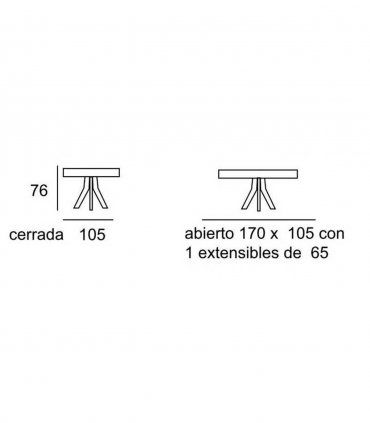 Mesa de comedor redonda ampliable Ubare, medidas