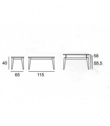 Mesa de centro nórdica elevable Masira, medidas