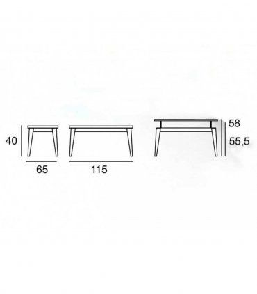 Mesa de centro nórdica elevable Masira C, medidas