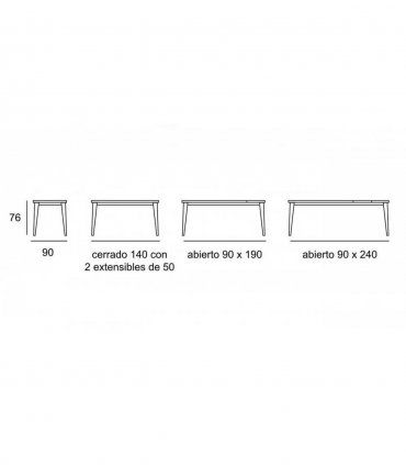 Mesa de comedor rectangular nórdica Masira, medidas