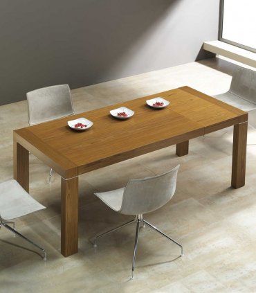 Mesa de comedor rectangular Claire, abierta
