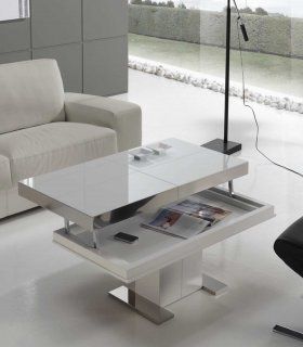 Mesa de centro moderna elevable Kekas, abierta
