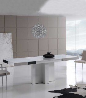 Mesa de comedor extensible con acero Kekas, blanca