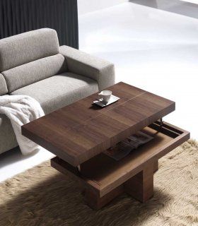 Mesa de centro moderna elevable Claren, abierta