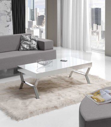 Mesa de centro elevable Ferrol, blanca