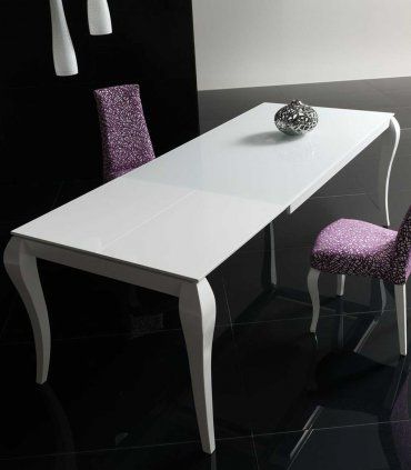 Mesa extensible cristal Cairo B, blanca