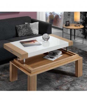 Mesa de centro elevable Carina, abierta