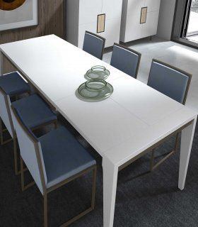 Mesa de comedor moderna y ampliable Seven, abierta