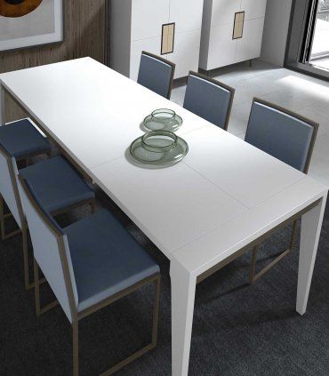 Mesa de comedor moderna y ampliable Seven, abierta